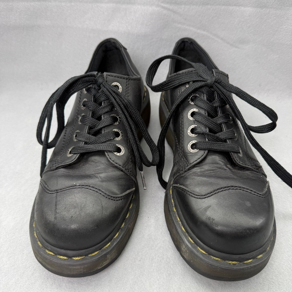 Dr. Martens Black Leather Platform Oxfords Chunky Lug Sole Lace Up Shoes Grunge